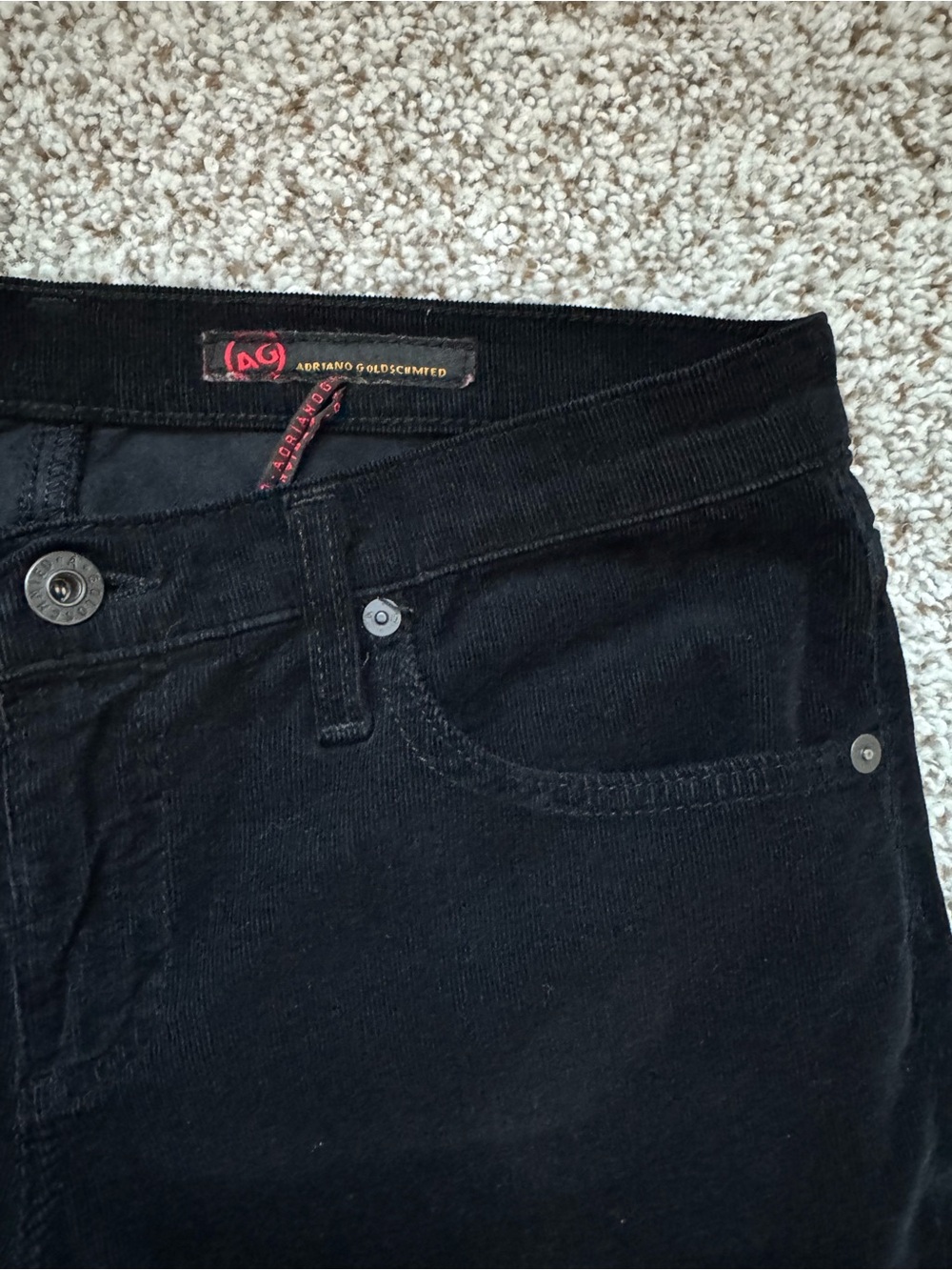 AG Adriano Goldschmied The Angel Bootcut Corduroy Pants Black Size 29 - Picture 3 of 6